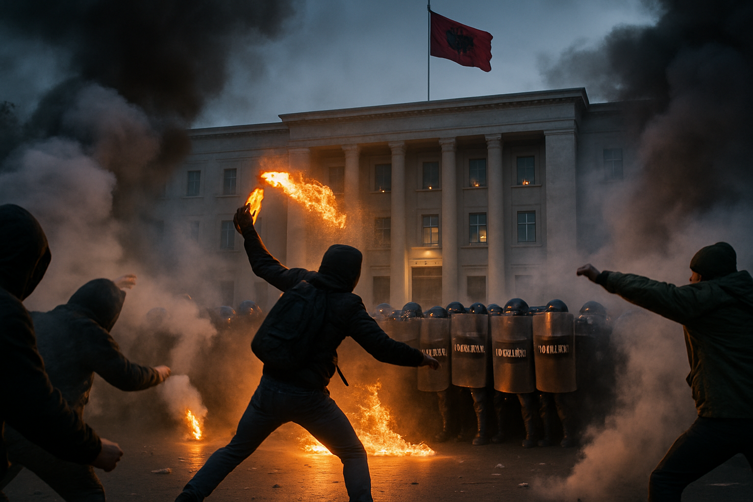 Albanian Opposition Erupts in Violence: Berisha's Protesters Clash with Police, Deputies Hospitalized in Tirana