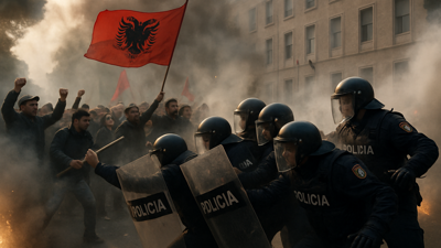 Violence Erupts in Tirana as Albanian Opposition Protests Turn Deadly: Over 40 Arrests Amid Molotov Cocktails and Tear Gas