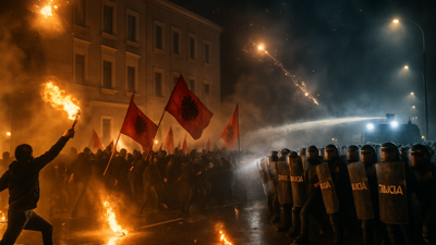 Albanian Opposition Protests Erupt in Worst Political Violence in Years as 16 Police Officers Hospitalized