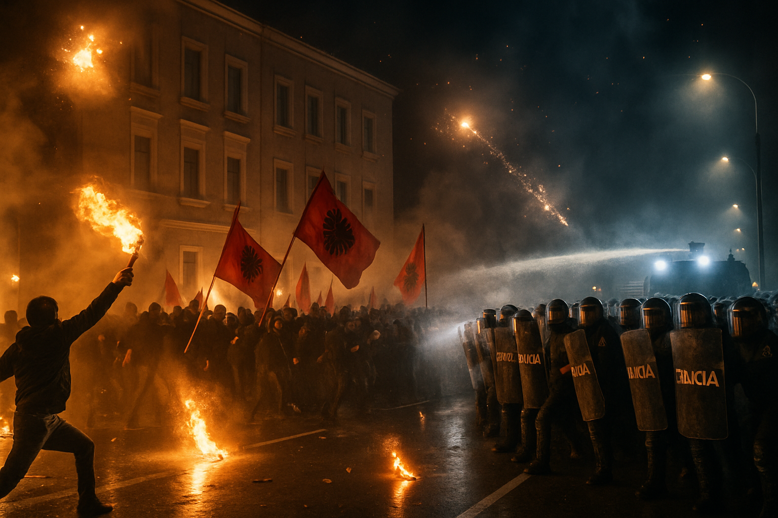 Albanian Opposition Protests Erupt in Worst Political Violence in Years as 16 Police Officers Hospitalized