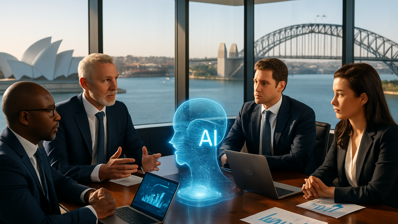 Australian tech executives in boardroom