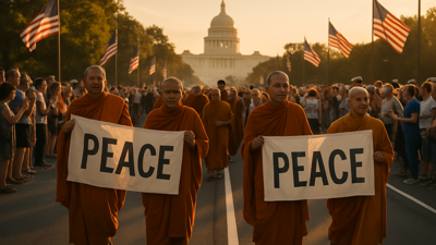 Buddhist Monks Complete Historic 3,700-Kilometer Peace Walk Across America, Arrive in Washington D.C.