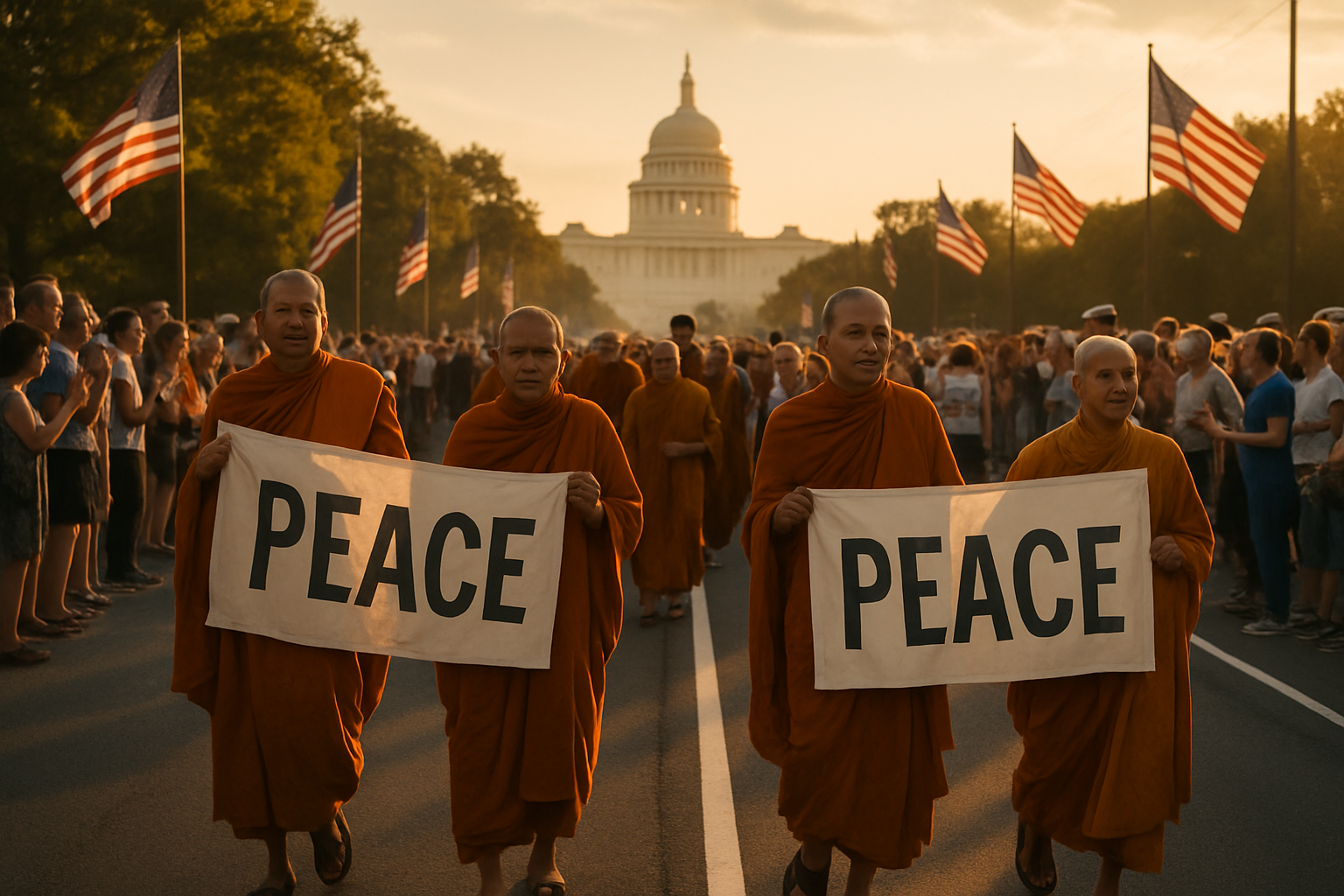 Buddhist Monks Complete Historic 3,700-Kilometer Peace Walk Across America, Arrive in Washington D.C.