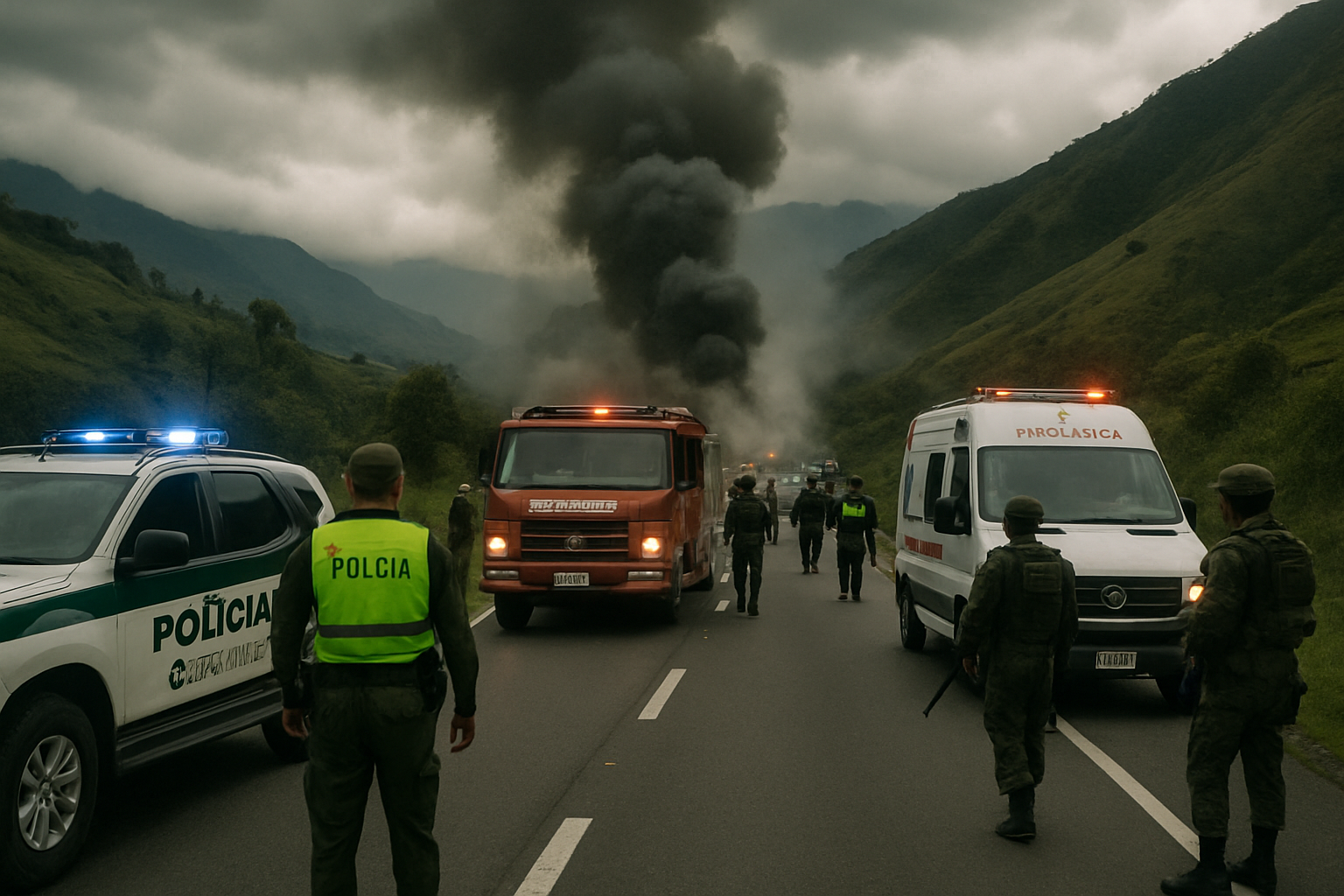 Deadly Terrorist Attack Rocks Colombia's Cauca Region: Bus Bombing Kills Seven, Injures Over 20 in Pre-Election Violence