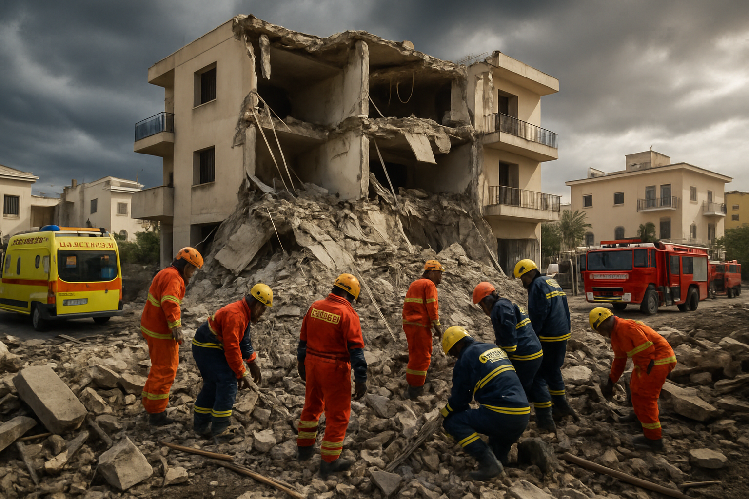 Cyprus Building Collapse Emergency: Three Hospitalized as Rescue Operations Continue in Germasogeia