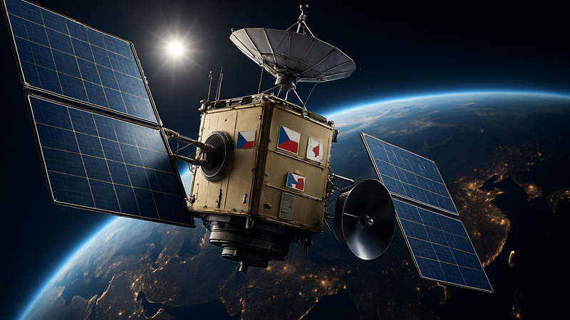 Earth observation satellite in orbit