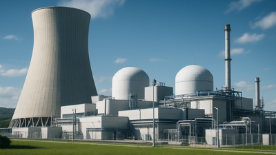 Modern nuclear facility with advanced safety features