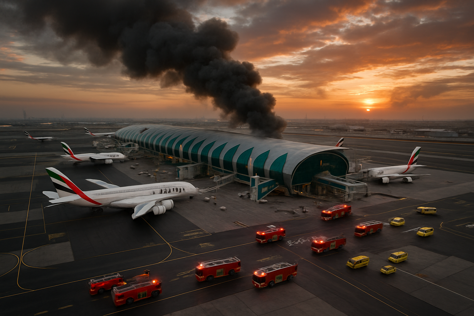 Dubai Airport Suspends Operations After Drone Attack Sparks Fire Near Facility