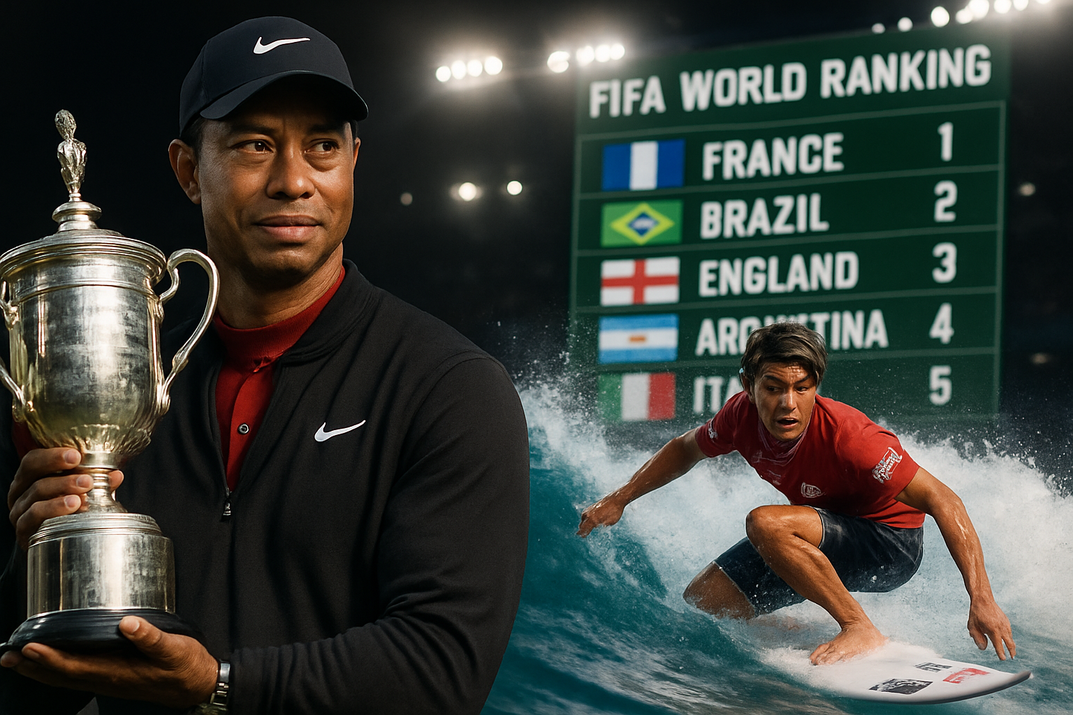 Global Sports Milestones: Tiger Woods Steps Back, Igarashi Eyes Gold, and France Reclaims FIFA Throne