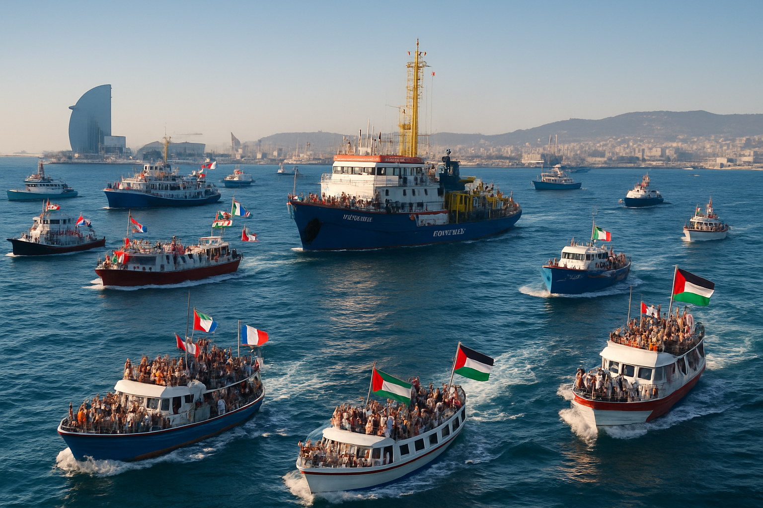 Global Sumud Flotilla Sets Sail from Barcelona to Challenge Gaza Blockade