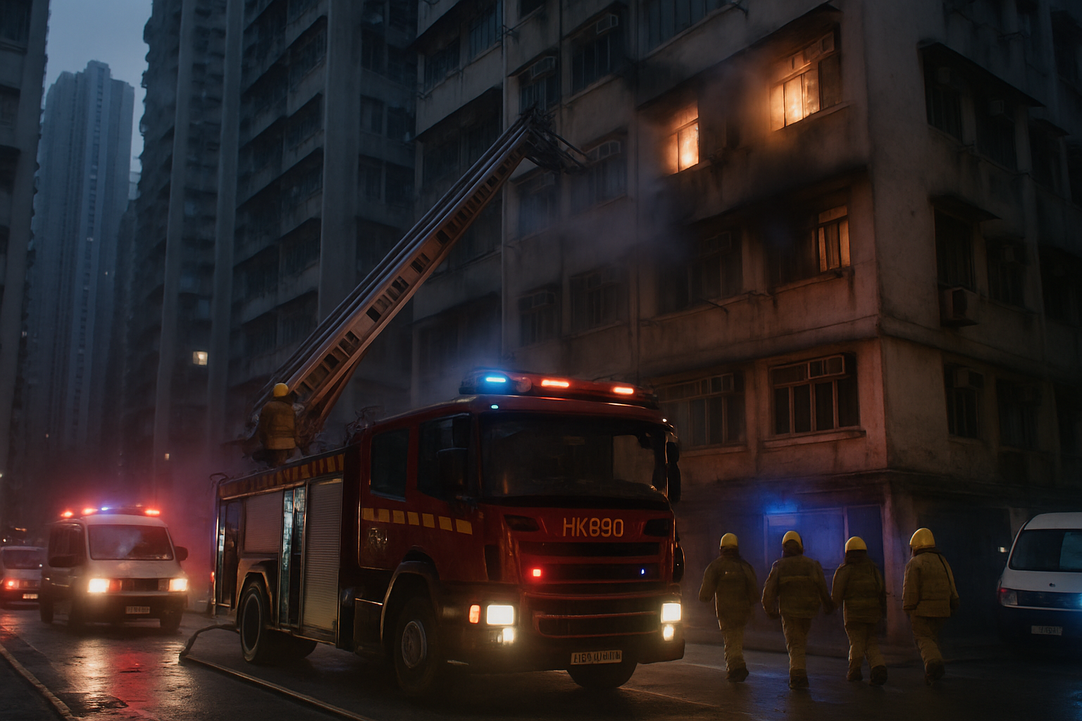 Dramatic Window Escape as Hong Kong Residential Fire Injures Three in North Point