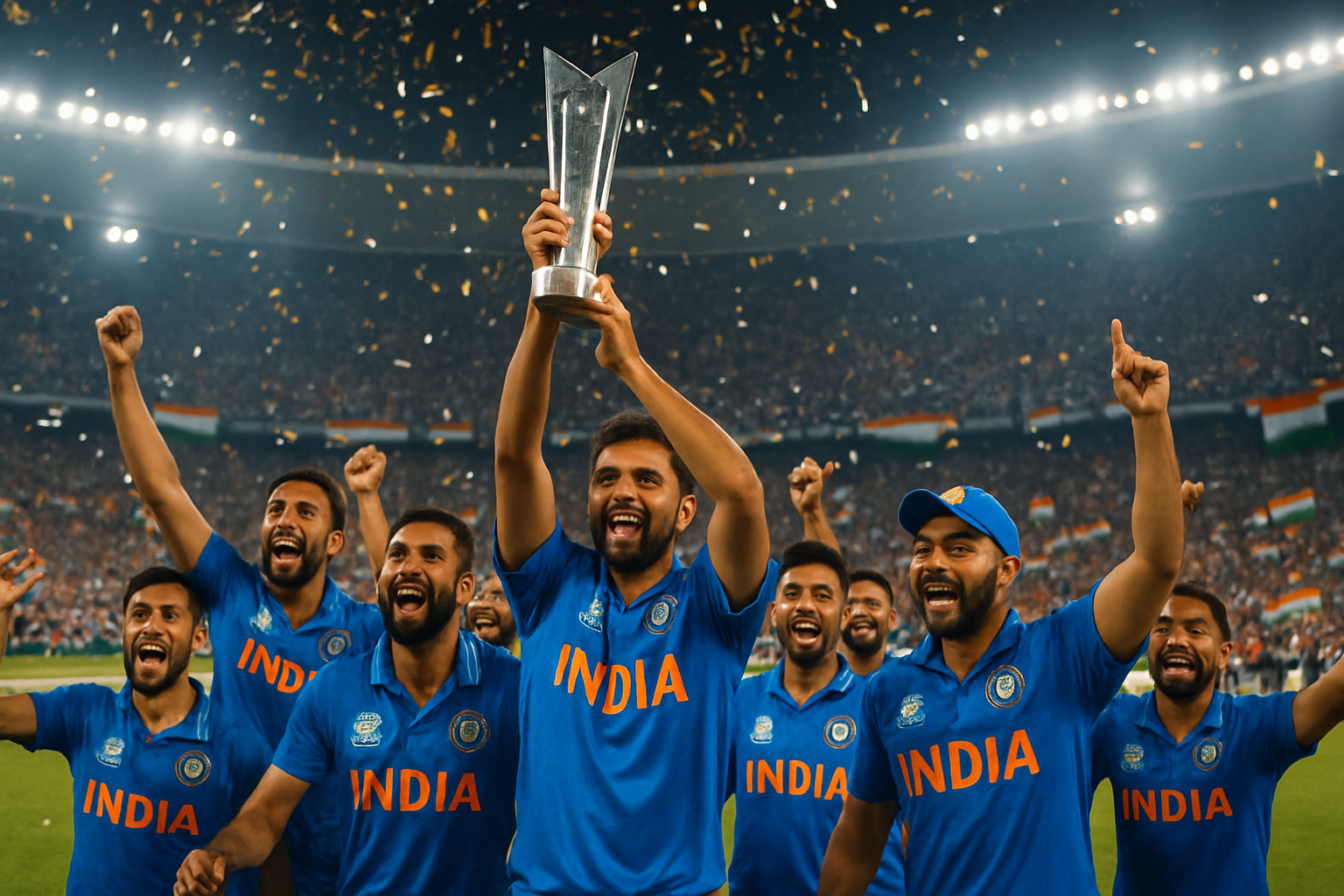 India Makes History with Record Third T20 World Cup Title, Crushing New Zealand by 96 Runs in Epic Final