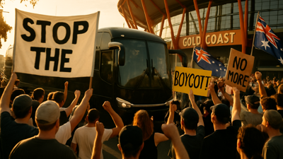 Chaos Erupts as Protesters Surround Iranian Women's Soccer Team Bus on Gold Coast