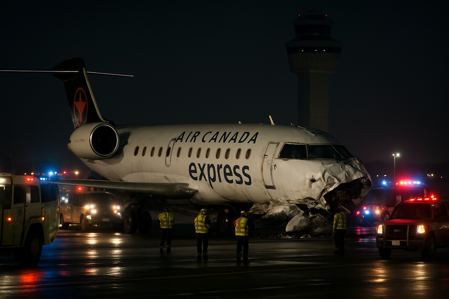 Two Pilots Killed as Air Canada Express Jet Collides with Fire Truck at LaGuardia Airport