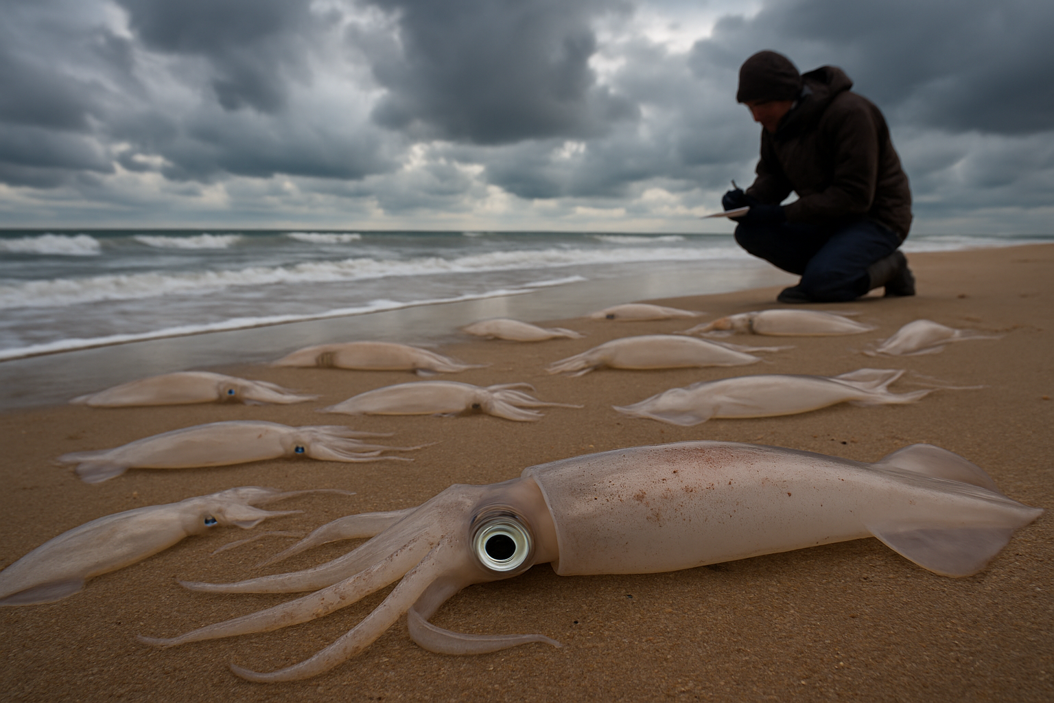 Mass Stranding of European Flying Squids Signals Alarming Marine Environmental Changes in Netherlands