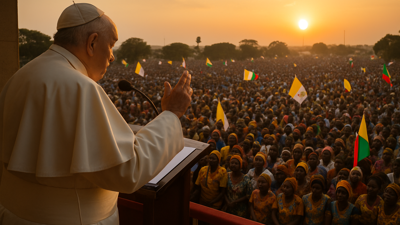 Pope Leo XIV addressing African faithful