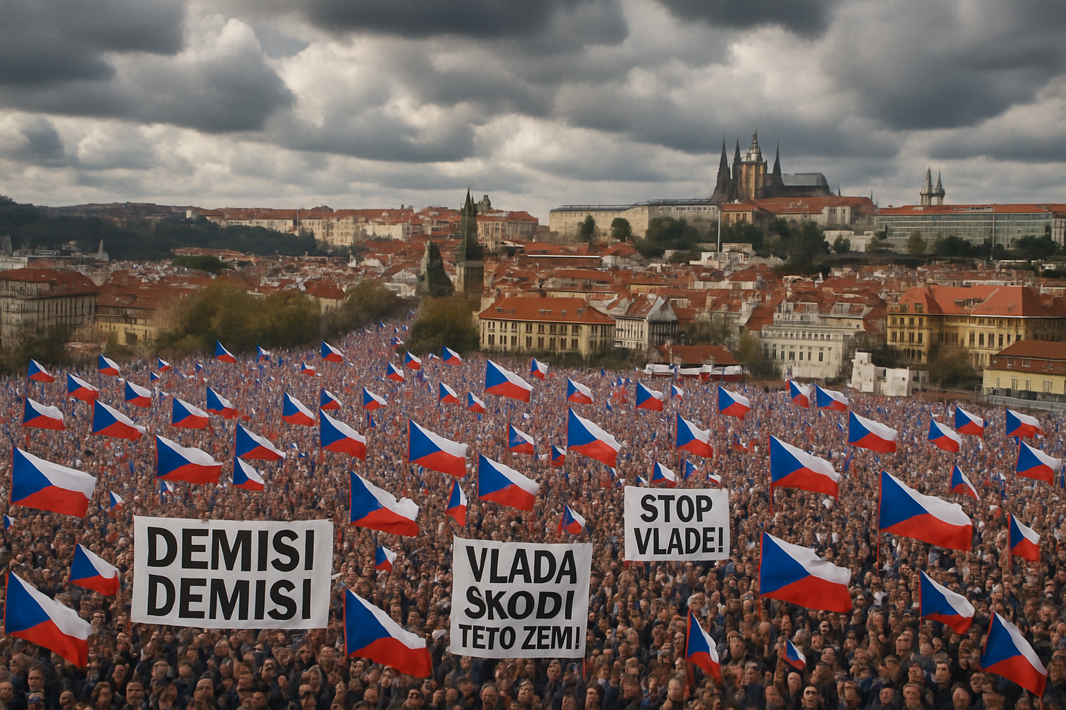 Tens of Thousands Rally in Prague Against Prime Minister Babiš in Largest Protest Since 2019