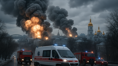 Russian Forces Launch Massive Missile Bombardment on Kyiv, Multiple Buildings Hit