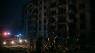 Russian Forces Launch Massive Nighttime Assault on Ukrainian Cities, Target Residential Buildings in Kharkiv