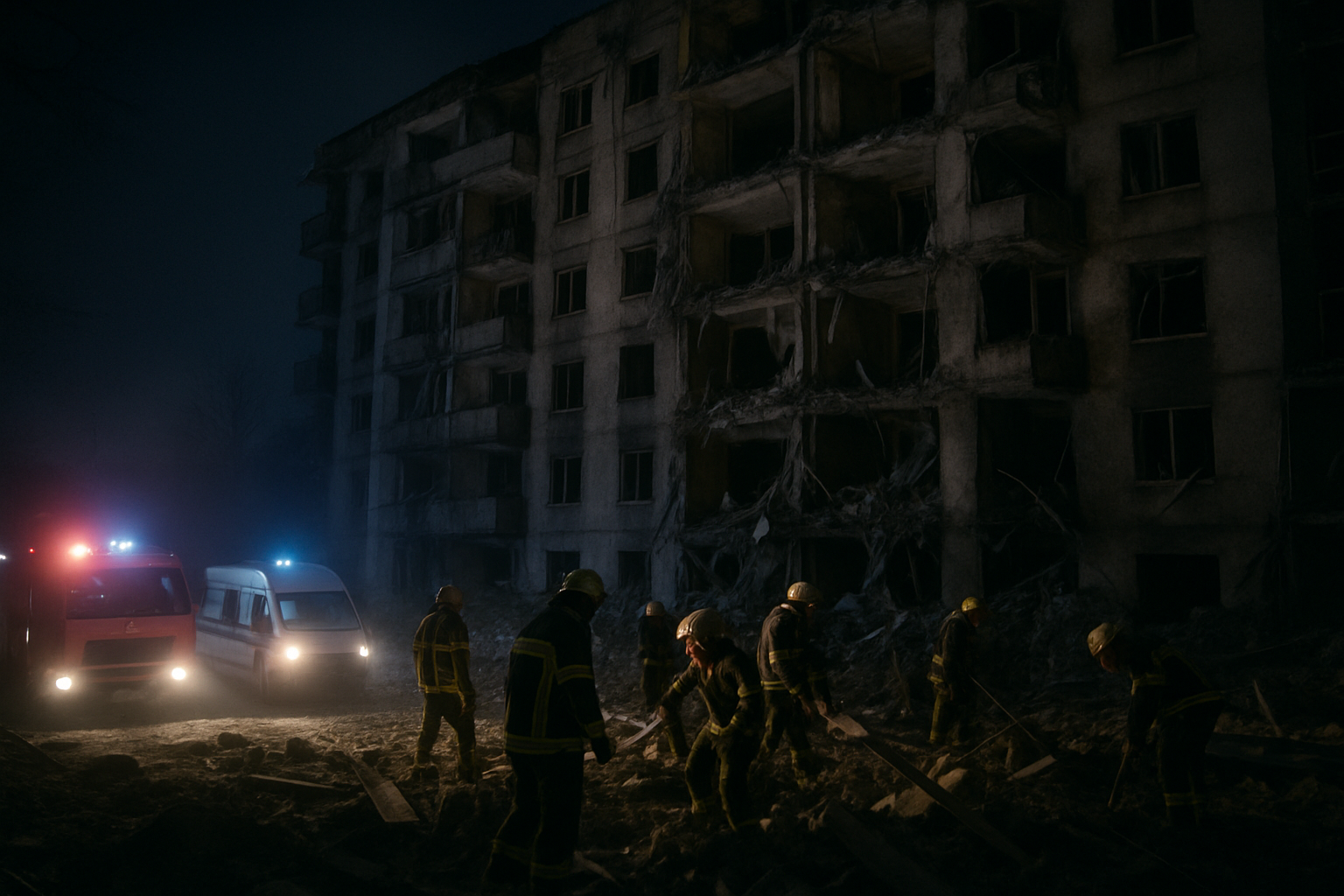 Russian Forces Launch Massive Nighttime Assault on Ukrainian Cities, Target Residential Buildings in Kharkiv