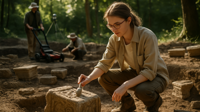 Archaeological excavation in progress