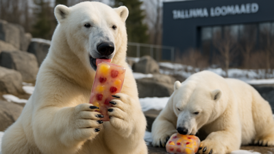 Tallinn Zoo's Polar Bears Celebrate International Day with Special Ice Cream Treats
