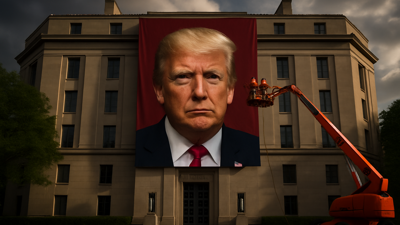 Trump's Image Displayed on Justice Department Headquarters in Unprecedented Move