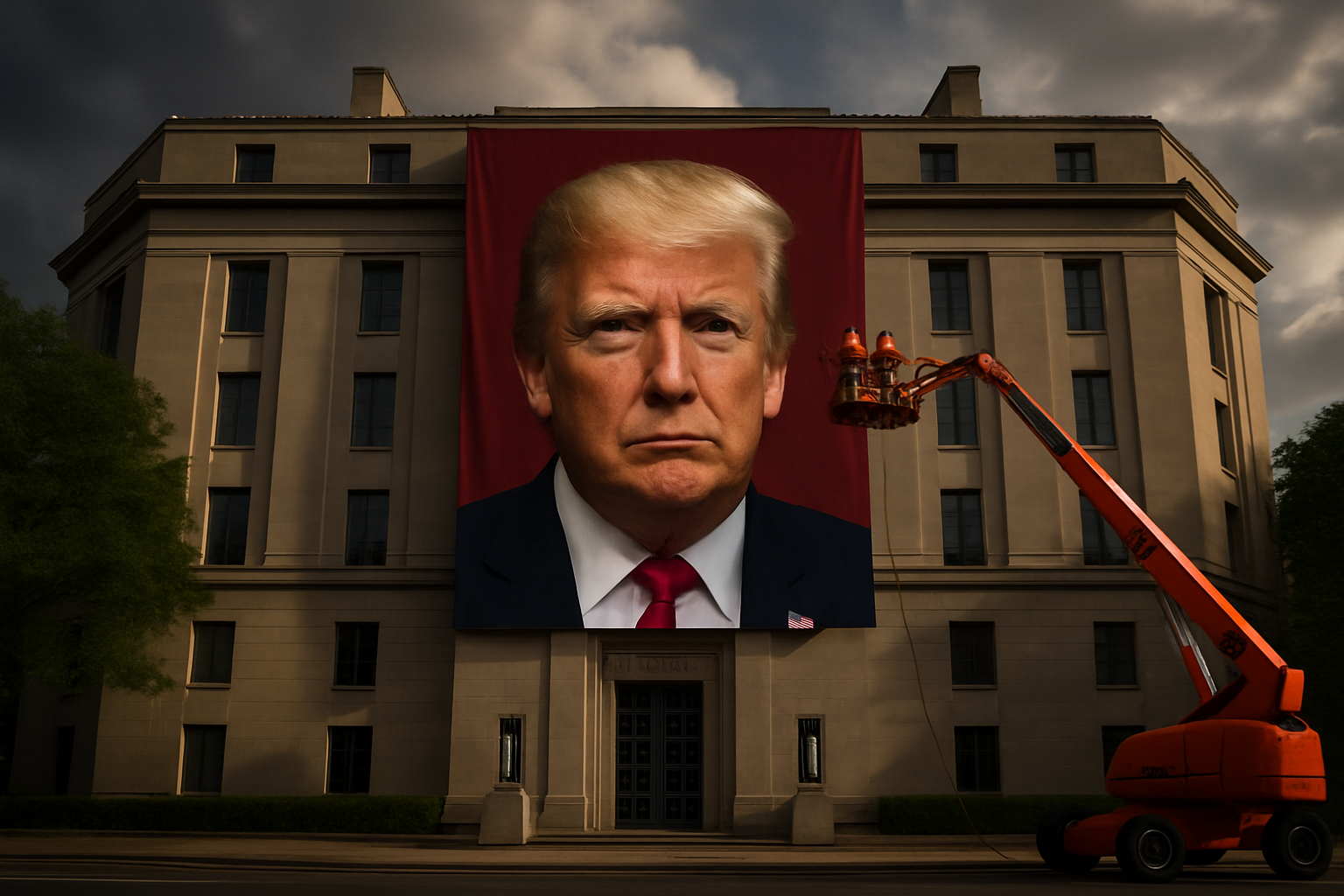 Trump's Image Displayed on Justice Department Headquarters in Unprecedented Move