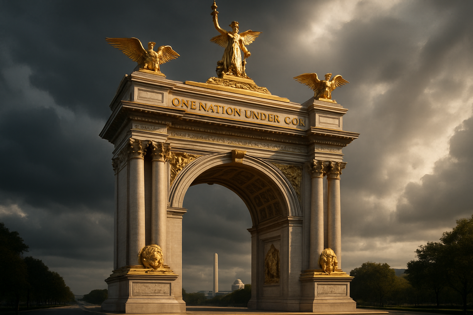 Trump Unveils Ambitious Plan for 250-Foot Triumphal Arch in Washington DC Featuring Golden Eagles and Liberty Symbol