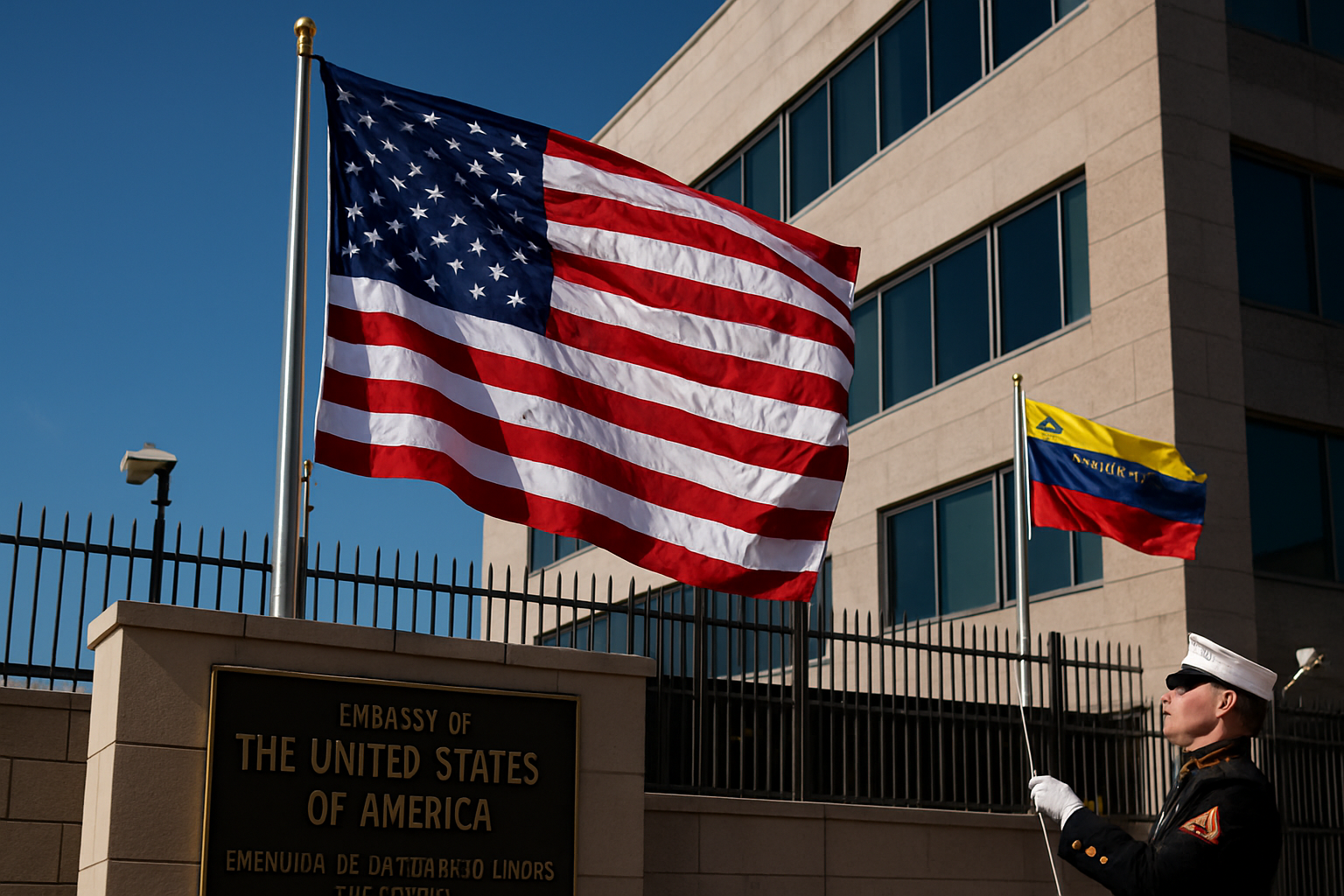 American Flag Raised at US Embassy in Venezuela for First Time Since 2019, Signaling Historic Diplomatic Breakthrough