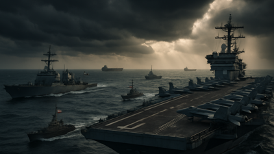 US Navy vessels maintaining blockade positions