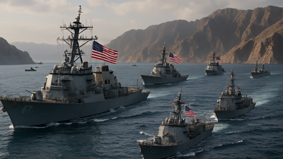 US naval vessels implementing blockade in Strait of Hormuz