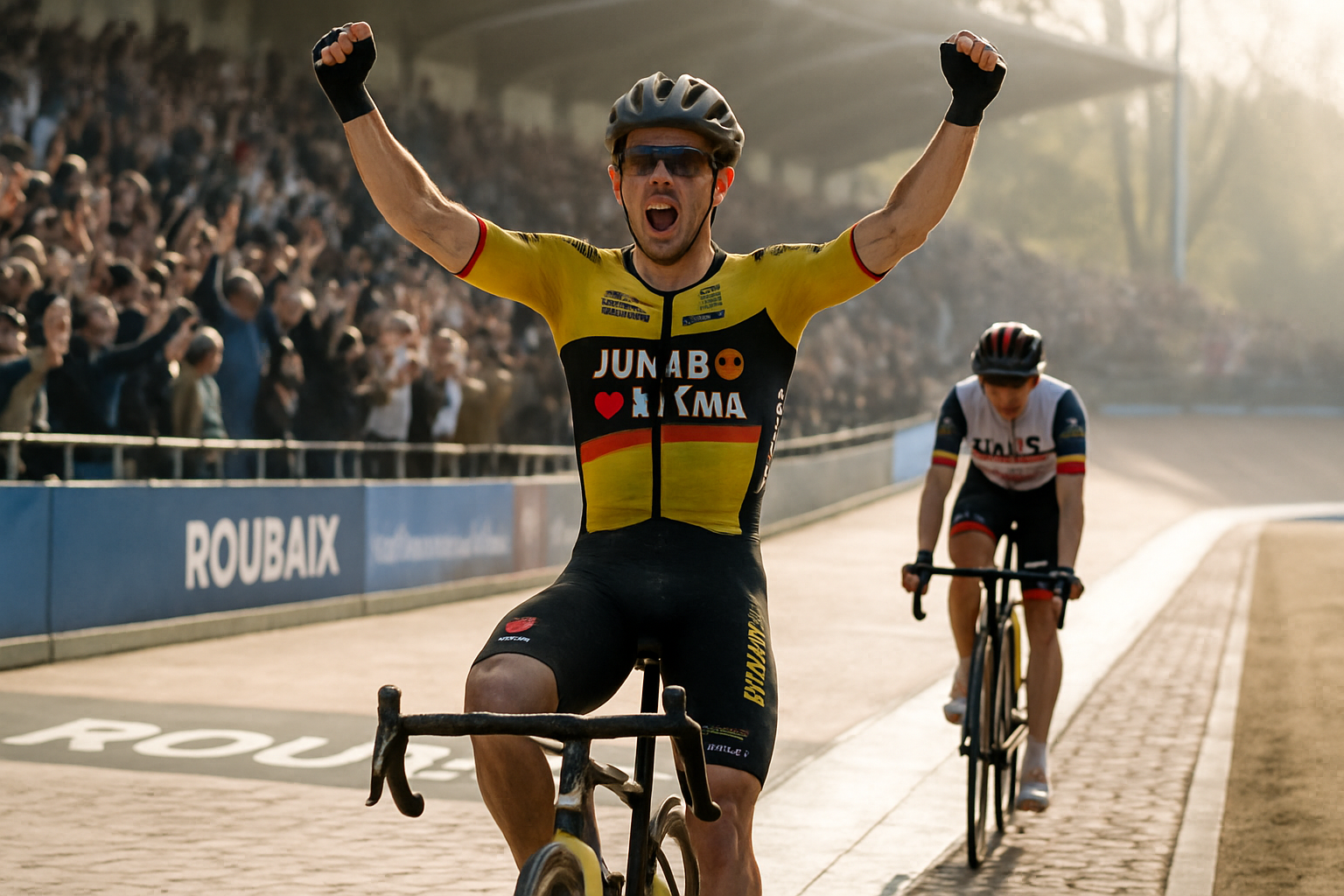 Van Aert Claims Historic First Paris-Roubaix Victory, Beating Pogačar in Dramatic Sprint Finish